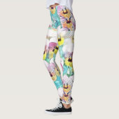 Aquarellmalerei mit rosa-gelblich-weißen Stiefmütt Leggings (Links)