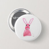 Aquarellmalerei mit rosa Hasen Button (Vorne & Hinten)