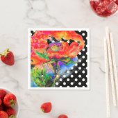 Aquarellmalerei mit rotem Mohn | Polka-Punkte Serviette (Beispiel)