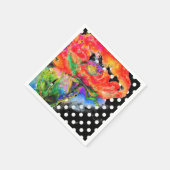 Aquarellmalerei mit rotem Mohn | Polka-Punkte Serviette (Ecke)