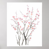 Aquarellmalerei mit roter Pflaume Blume 2021 Poster (Vorne)