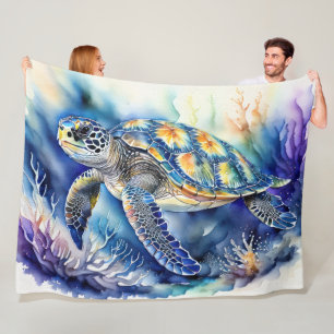Aquarellmalerei mit Schildkrötenfarbe Fleece Blank
