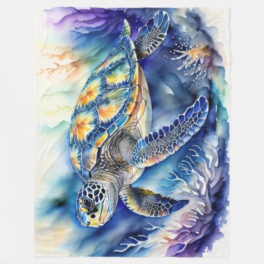 Aquarellmalerei mit Schildkrötenfarbe Fleece Blank (Vorderseite)