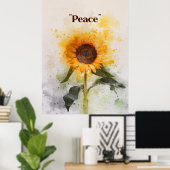Aquarellmalerei mit Sonnenblumen Poster (Heimbüro)