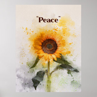 Aquarellmalerei mit Sonnenblumen Poster