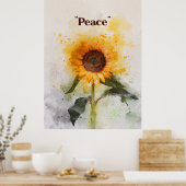 Aquarellmalerei mit Sonnenblumen Poster (Küche)