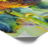 Aquarellmalerei mit Sonnenblumen Poster (Ecke)