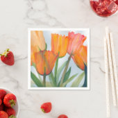 Aquarellmalerei mit transparenten Orangentulpen Serviette (Beispiel)