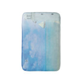 Aquarellmalerei mit weißem Leuchtturm mit Segelboo Badematte (Vorderseite Vertikal)