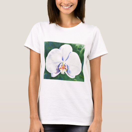 Aquarellmalerei mit weißem Orchid T-Shirt (Vorderseite)