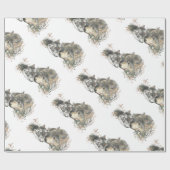 Aquarellmalerei Mutterwolf & Cubs Geschenkpapier (Flach)