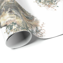 Aquarellmalerei Mutterwolf & Cubs Geschenkpapier
