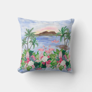 Aquarellmalerei nahtlos mit hawaiianischem Muster Kissen
