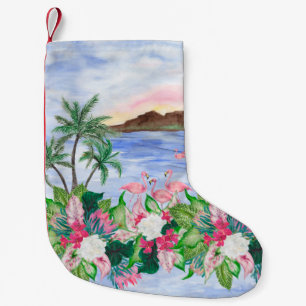 Aquarellmalerei nahtlos mit hawaiianischem Muster Kleiner Weihnachtsstrumpf