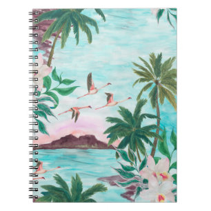 Aquarellmalerei nahtlos mit hawaiianischem Muster Notizblock