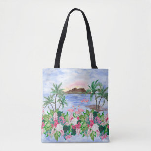 Aquarellmalerei nahtlos mit hawaiianischem Muster Tasche