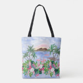 Aquarellmalerei nahtlos mit hawaiianischem Muster Tasche (Rückseite)