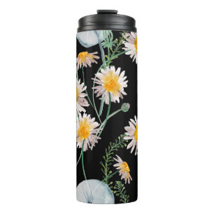 Aquarellmalerei nahtlos mit Kamille Thermosbecher