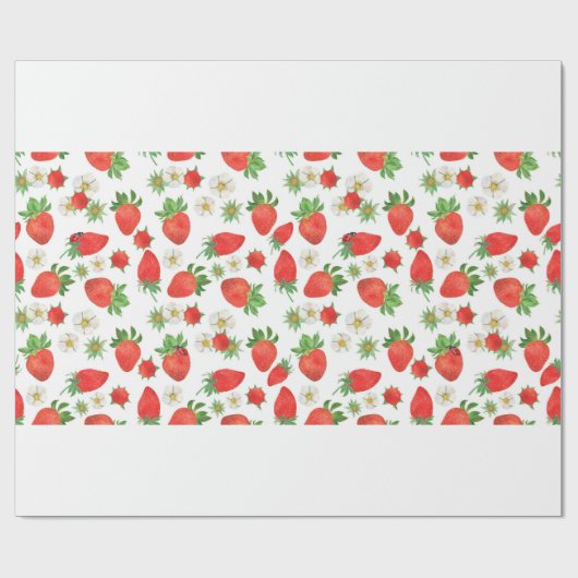 Aquarellmalerei Nahtloses Erdbeermuster Geschenkpapier (Flach)