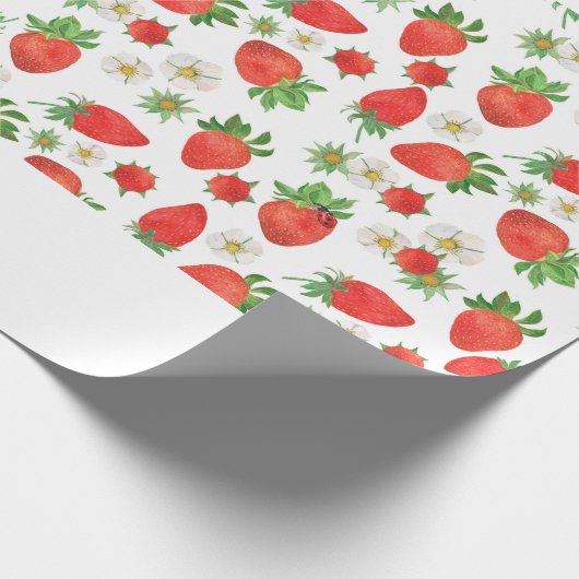 Aquarellmalerei Nahtloses Erdbeermuster Geschenkpapier (Ecke)