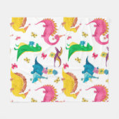 Aquarellmalerei nahtloses Muster mit Dinosaurier Fleecedecke (Vorderseite (Horizontal))