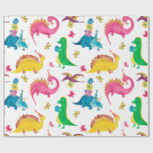 Aquarellmalerei nahtloses Muster mit Dinosaurier Geschenkpapier (Flach)