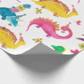 Aquarellmalerei nahtloses Muster mit Dinosaurier Geschenkpapier (Ecke)