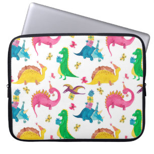 Aquarellmalerei nahtloses Muster mit Dinosaurier Laptopschutzhülle