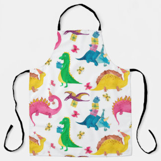 Aquarellmalerei nahtloses Muster mit Dinosaurier Schürze