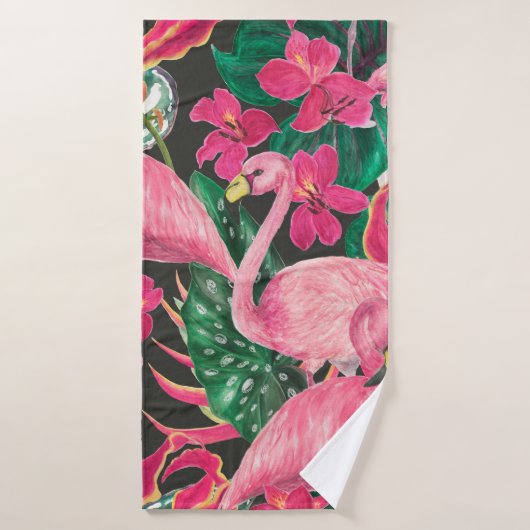 Aquarellmalerei nahtloses Muster mit Flamingo Badehandtuch (Badehandtuch)