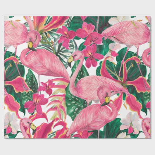 Aquarellmalerei nahtloses Muster mit Flamingo Geschenkpapier (Flach)