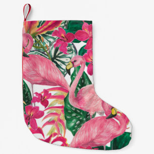 Aquarellmalerei nahtloses Muster mit Flamingo Kleiner Weihnachtsstrumpf