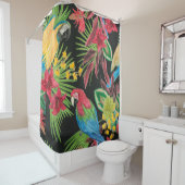 Aquarellmalerei nahtloses Muster mit Papageien  Duschvorhang (Beispiel)