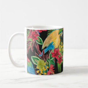 Aquarellmalerei nahtloses Muster mit Papageien  Kaffeetasse