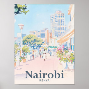 Aquarellmalerei Nairobi Kenia Reise Poster
