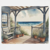 Aquarellmalerei Ocean View Vorderseite Fleecedecke (Vorderseite (Horizontal))