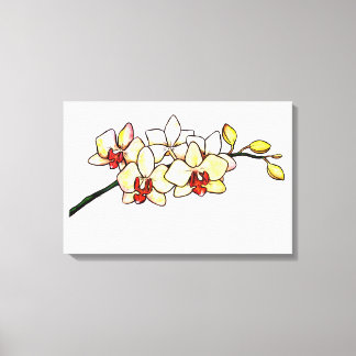 Aquarellmalerei Orchideengelbe Blüten Zen Leinwanddruck