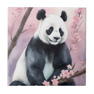 Aquarellmalerei Panda Bär Fliese