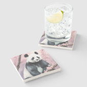 Aquarellmalerei Panda Bär Steinuntersetzer (Seitenansicht)