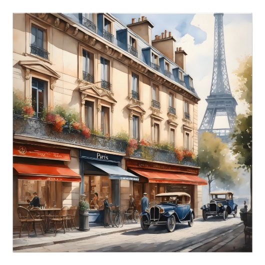 Aquarellmalerei Paris Fotodruck (Vorne)
