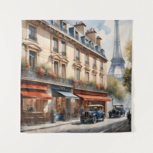 Aquarellmalerei Paris Wandteppich