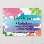 Aquarellmalerei Party Geburtstagsfeier Einladung (Vorne/Hinten)