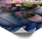 Aquarellmalerei Pink Blume Shop Paris 5:4 Poster (Ecke)