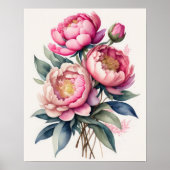 Aquarellmalerei Pink Peonies 4:5 II Poster (Vorne)