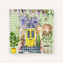 Aquarellmalerei Polka dots Green Garden Sketch Notizblock