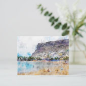 Aquarellmalerei Puerto de Morgan in Gran Ca Postkarte (Stehend Vorderseite)
