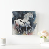 Aquarellmalerei Quadratische Wanduhr (Zuhause)