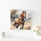 Aquarellmalerei Quadratische Wanduhr (Zuhause)