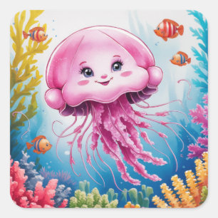 Aquarellmalerei Quadratischer Aufkleber