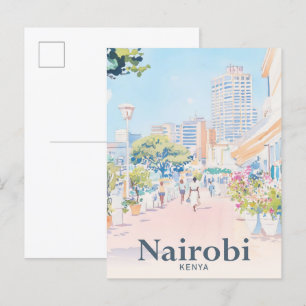 Aquarellmalerei Reise Nairobi Kenia Postkarte